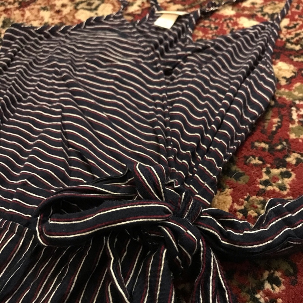 Mossimo XS navy striped romper with front tie!